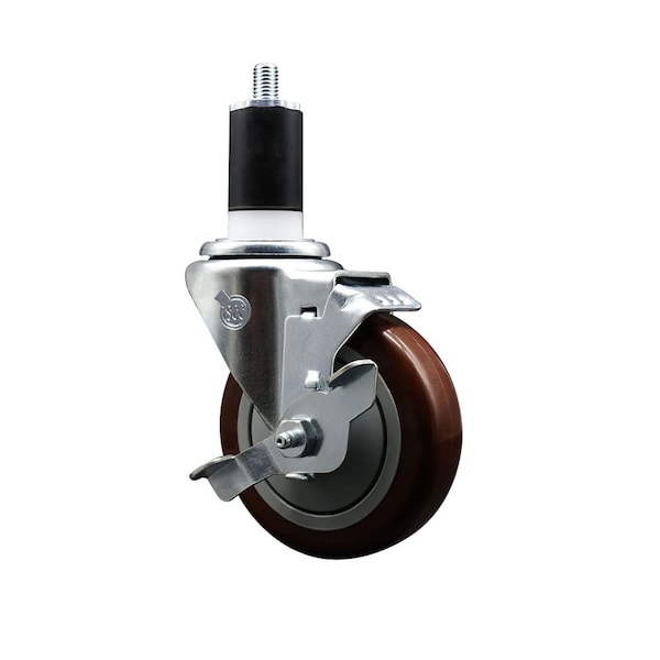 4'' Maroon Poly Swivel 1-1/2'' Expanding Stem Caster with Brake